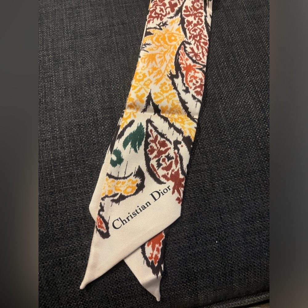 Brand New Authentic Christian Dior Silk Paisley Mitzah Scarf MultiColor